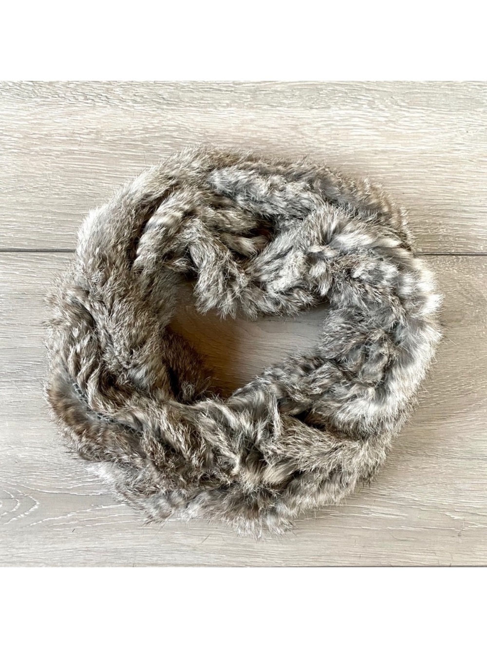 Danier Rabbit Fur Infinity Scarf - Silver Gray